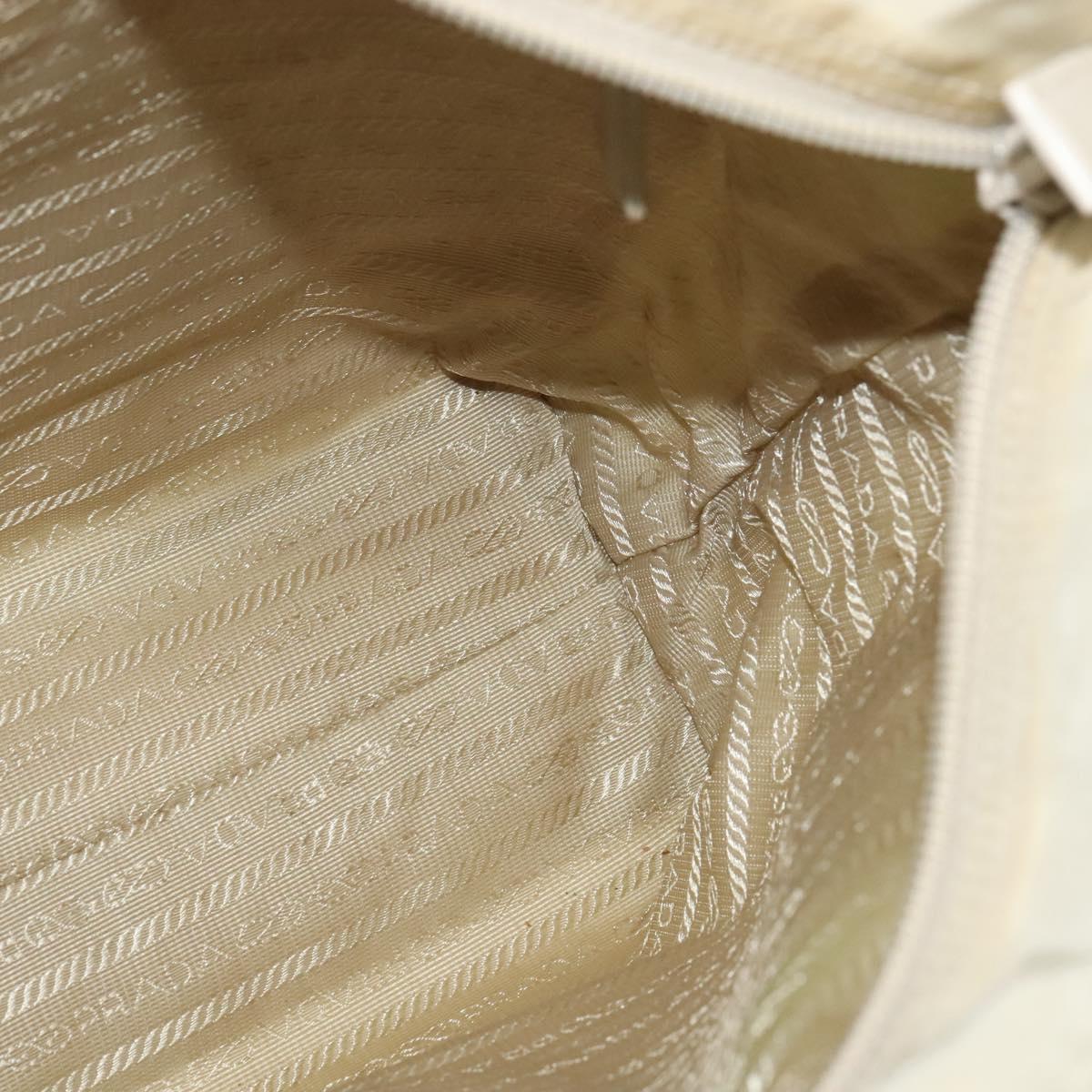 PRADA Tote Bag Nylon Beige Silver Auth bs24791