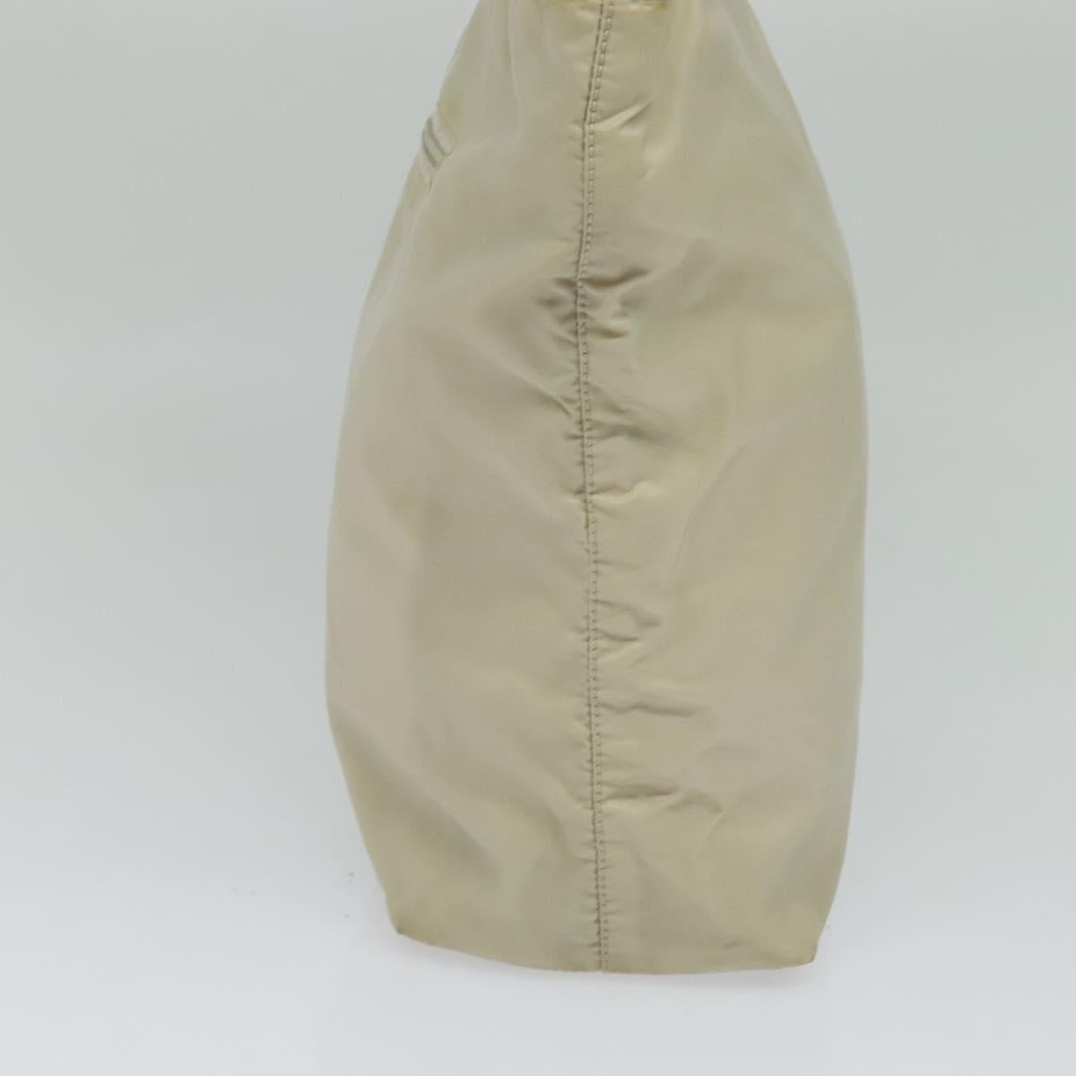 PRADA Tote Bag Nylon Beige Silver Auth bs24791