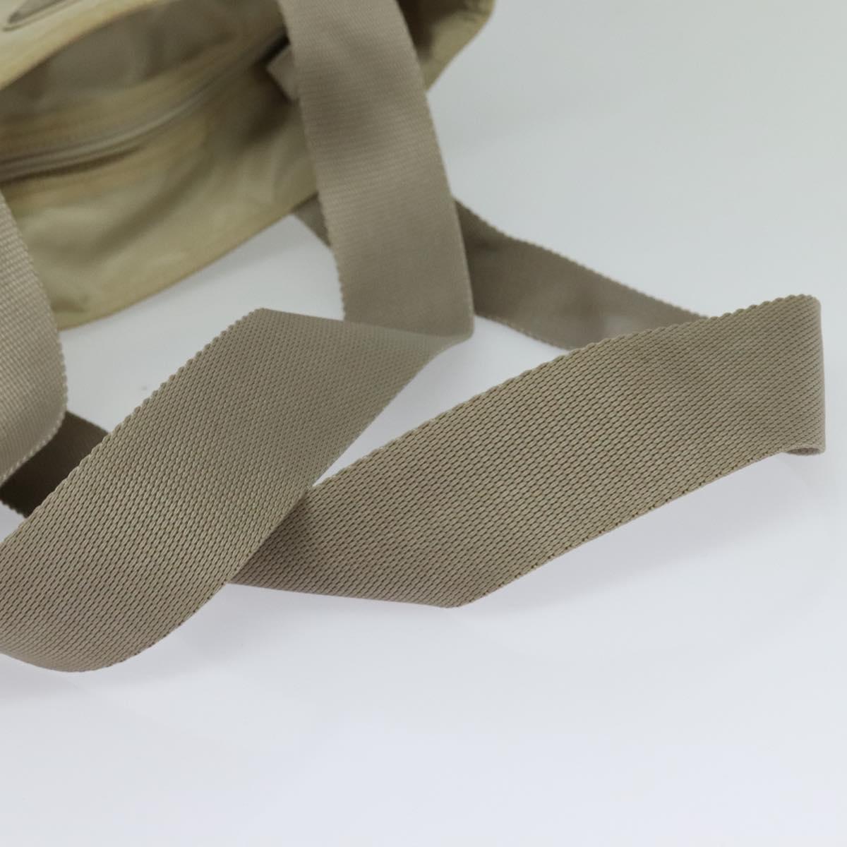 PRADA Tote Bag Nylon Beige Silver Auth bs24791