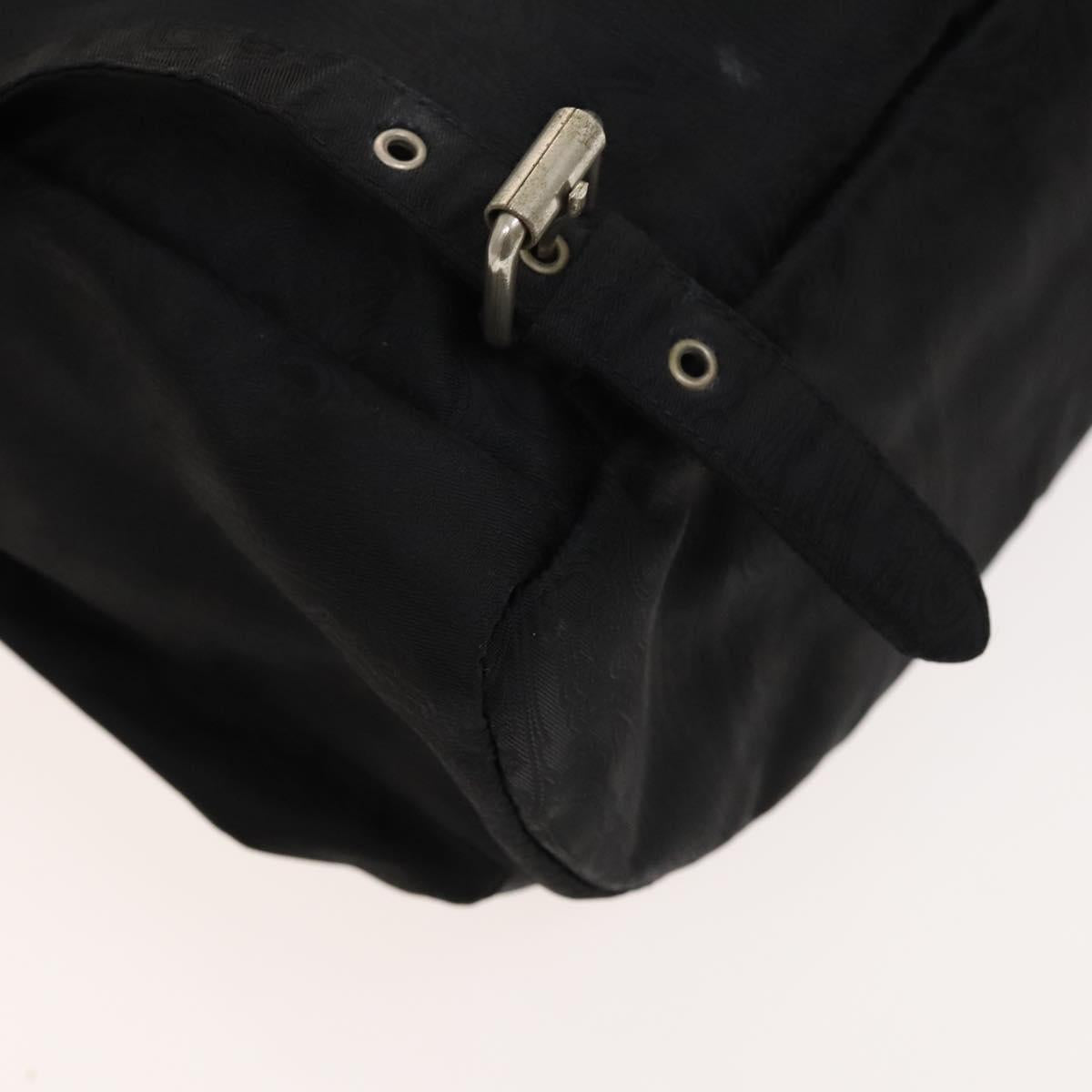 ETRO Backpack Nylon Silver Black Auth bs24801