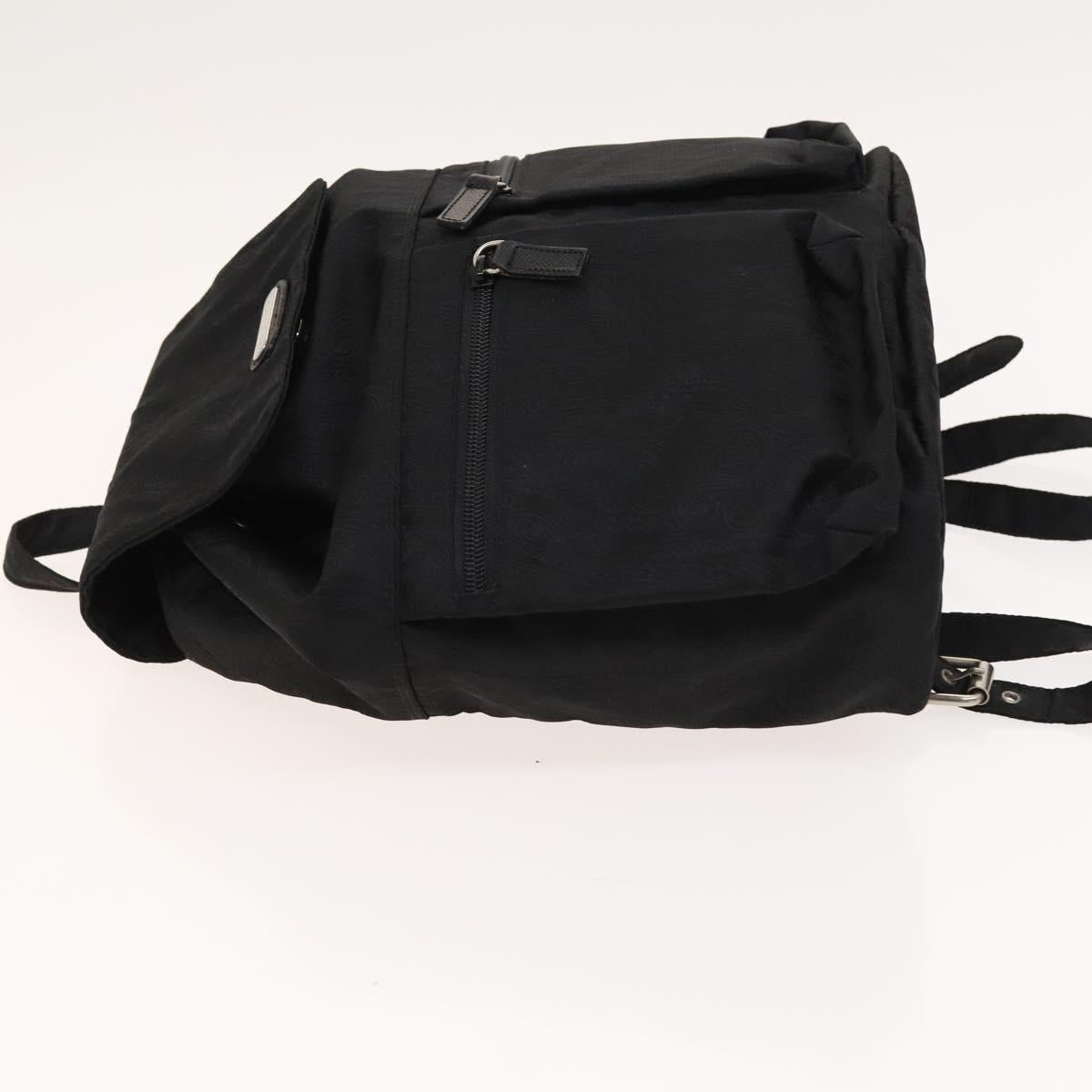 ETRO Backpack Nylon Silver Black Auth bs24801