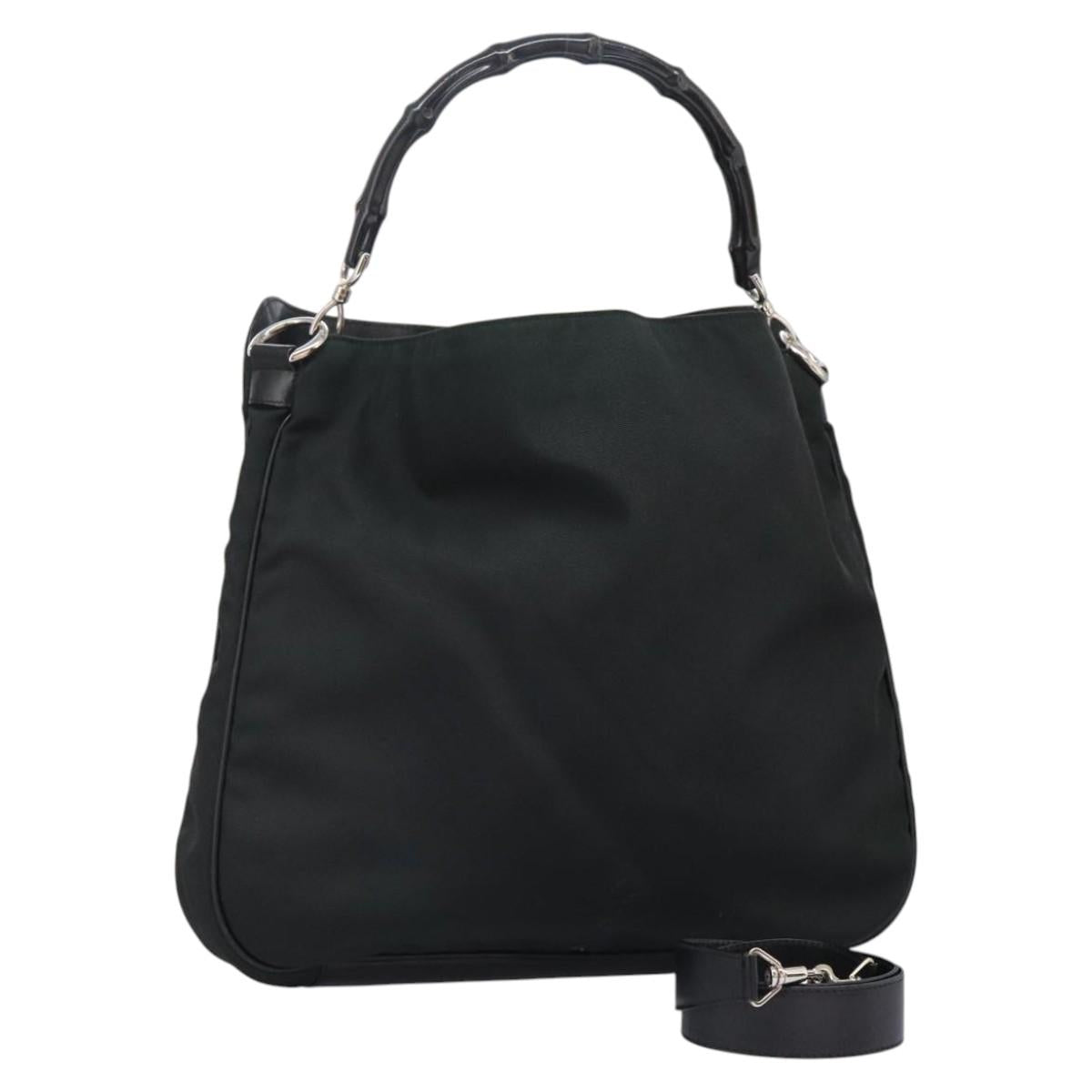 GUCCI Hand Bag Nylon 2way Green Silver 001 1577 Auth bs24806
