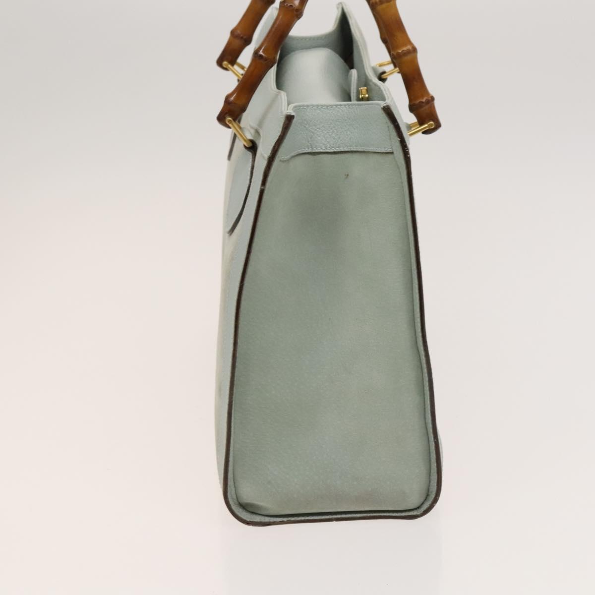 GUCCI Bamboo Hand Bag Suede Light Blue Gold 002 1186 0260 Auth bs24807