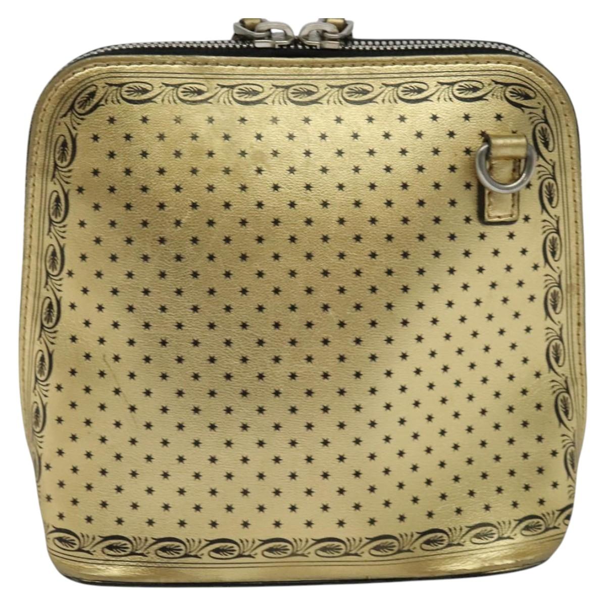 GUCCI SEGA Collaboration Shoulder Bag Leather Gold 511189 Auth bs24808