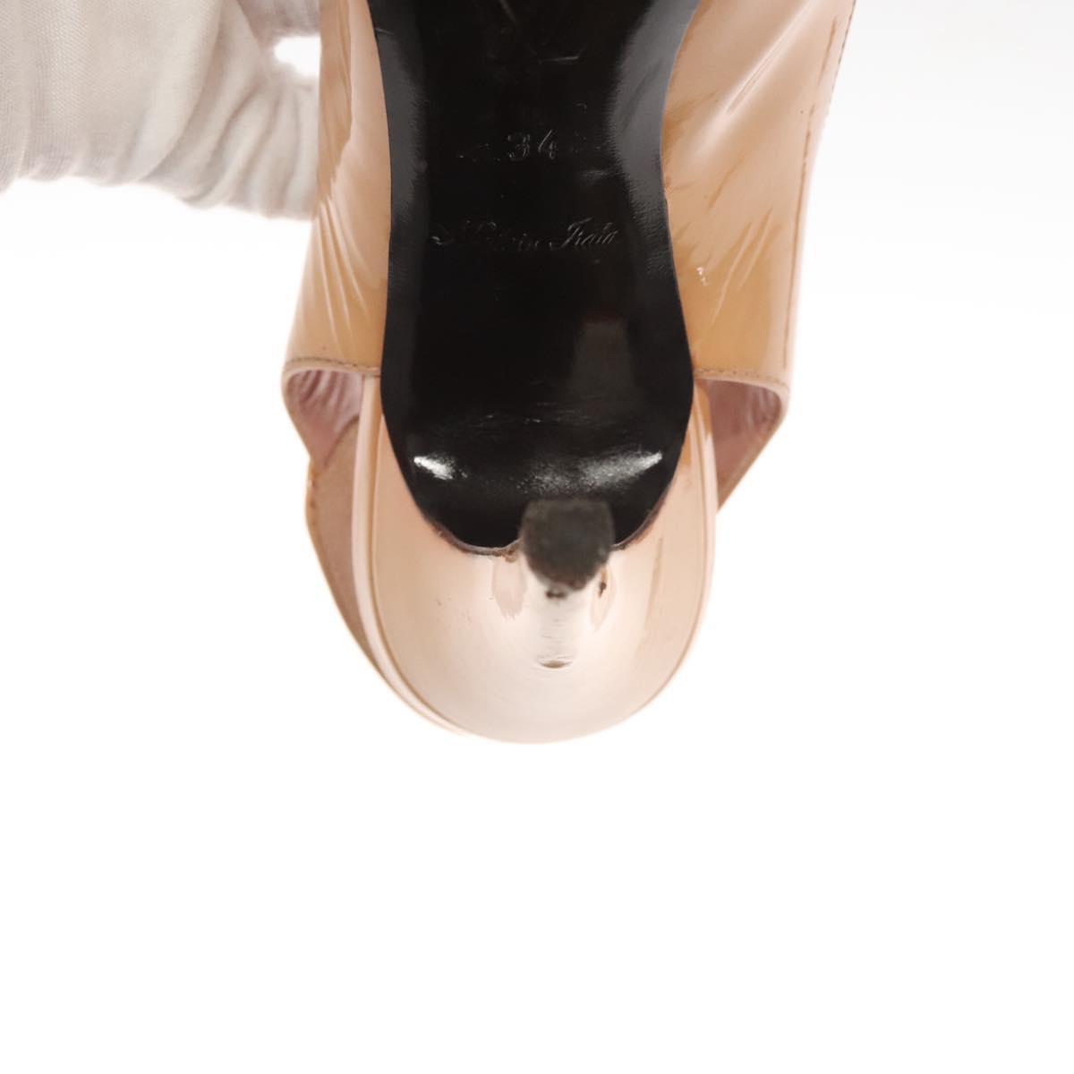 LOUIS VUITTON Pumps Enamel 34 Beige LV Auth bs24821