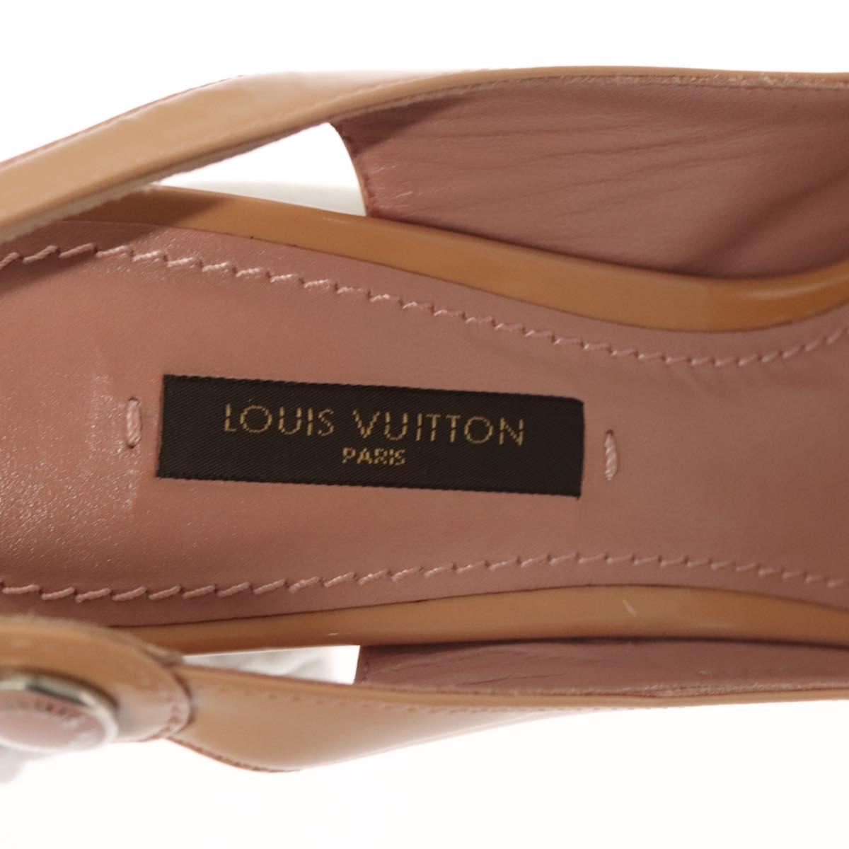 LOUIS VUITTON Pumps Enamel 34 Beige LV Auth bs24821