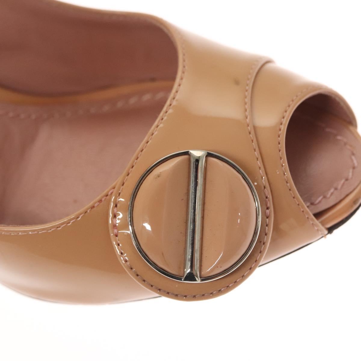 LOUIS VUITTON Pumps Enamel 34 Beige LV Auth bs24821