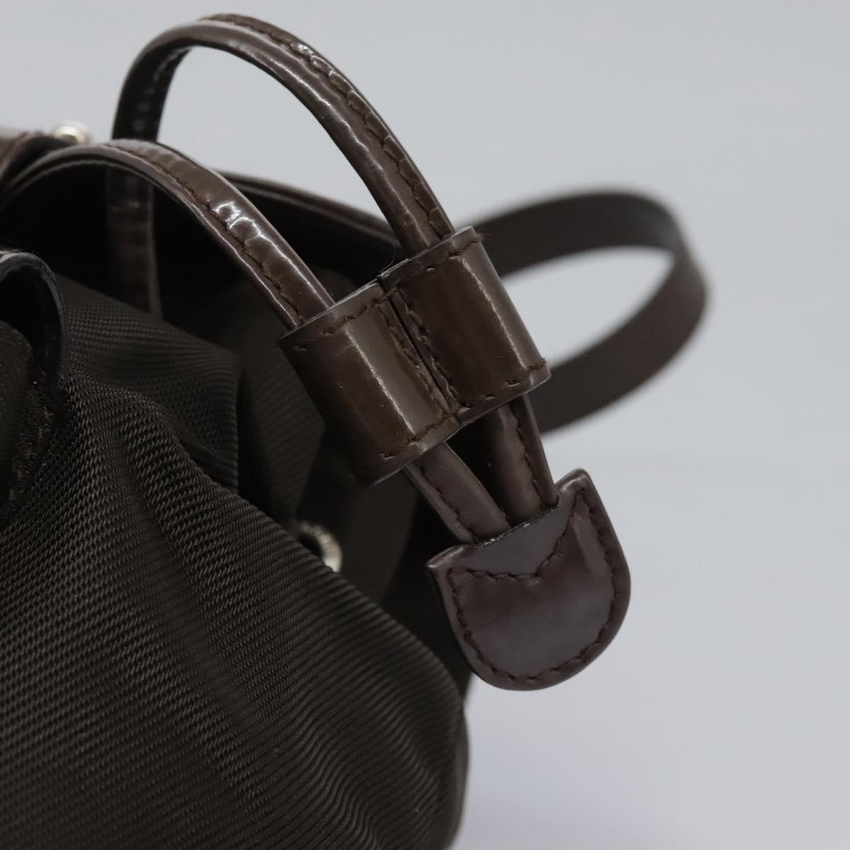 GUCCI Bamboo Backpack Nylon Brown Silver 003 1998 0030 Auth bs24832