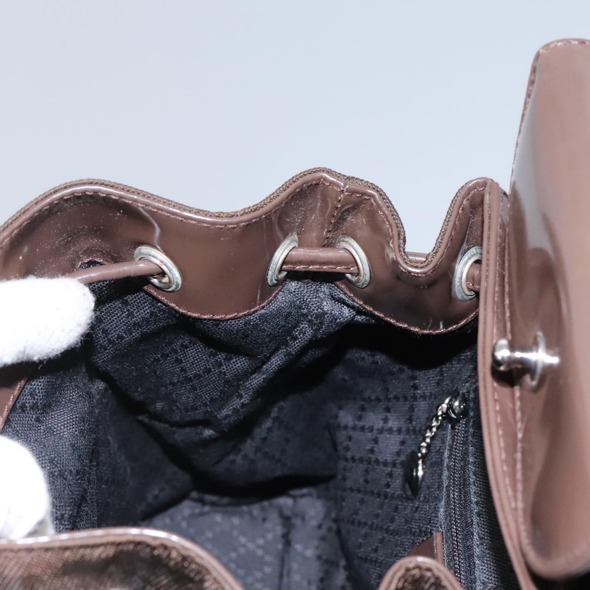 GUCCI Bamboo Backpack Nylon Brown Silver 003 1998 0030 Auth bs24832