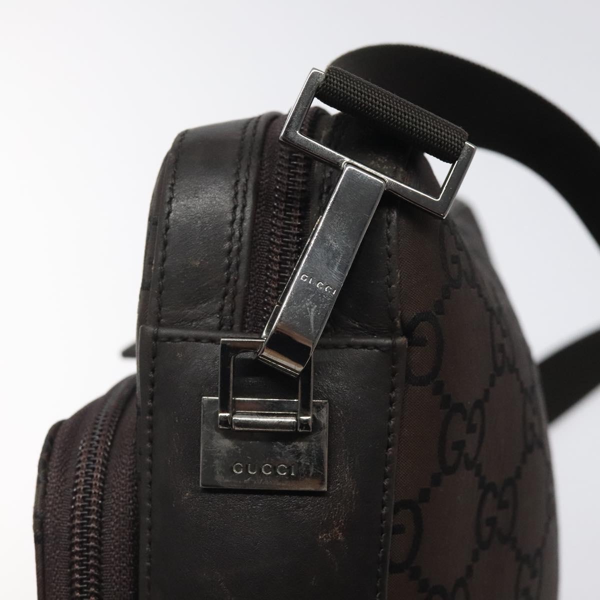 GUCCI GG Canvas Shoulder Bag Brown Silver 001 3294 Auth bs24855