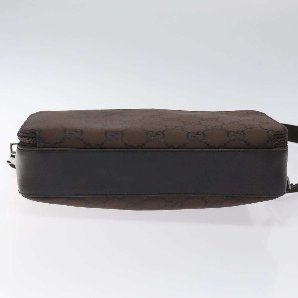 GUCCI GG Canvas Shoulder Bag Brown Silver 001 3294 Auth bs24855