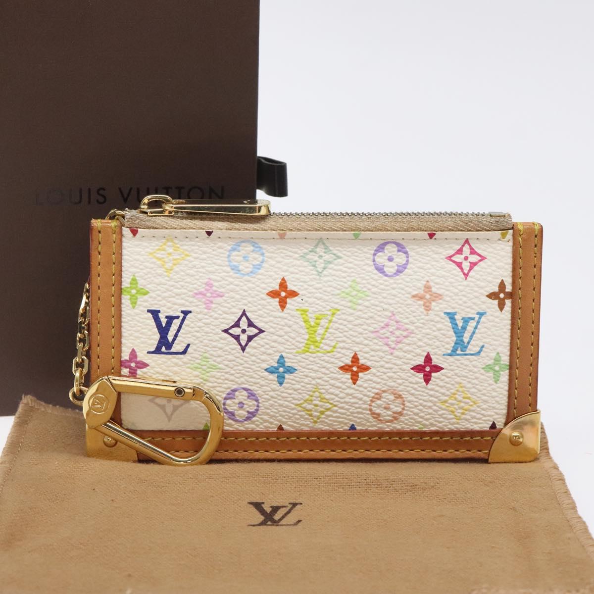 LOUIS VUITTON Monogram Multicolor Pochette Cles Purse White M92655 Auth bs24864