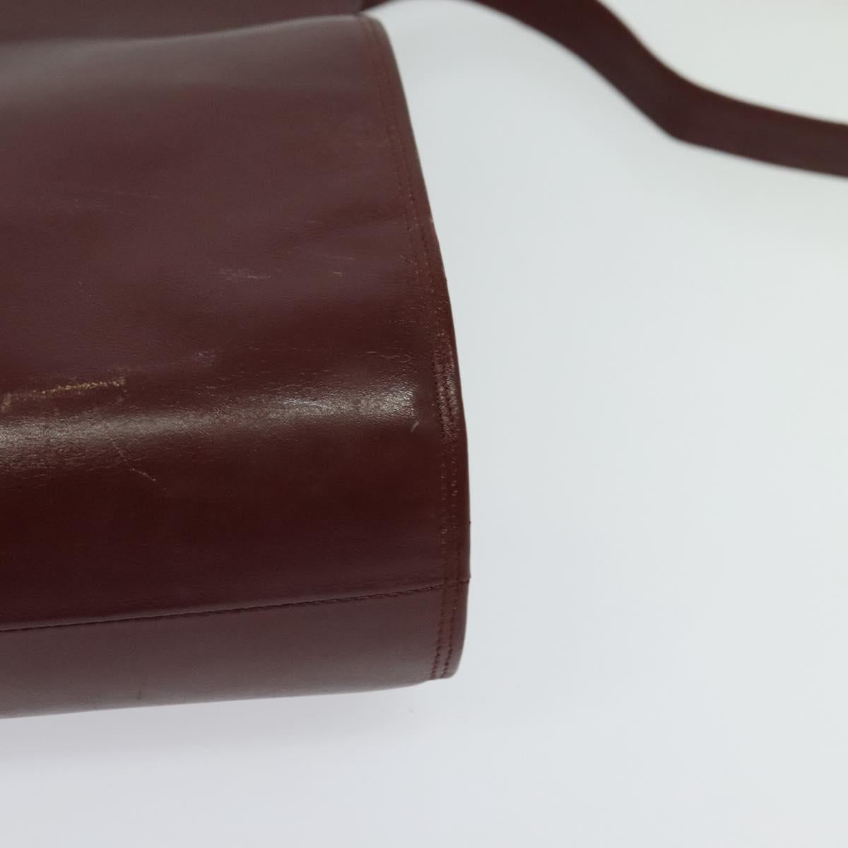 CARTIER Must Line Shoulder Bag Leather Bordeaux Gold Auth bs24866