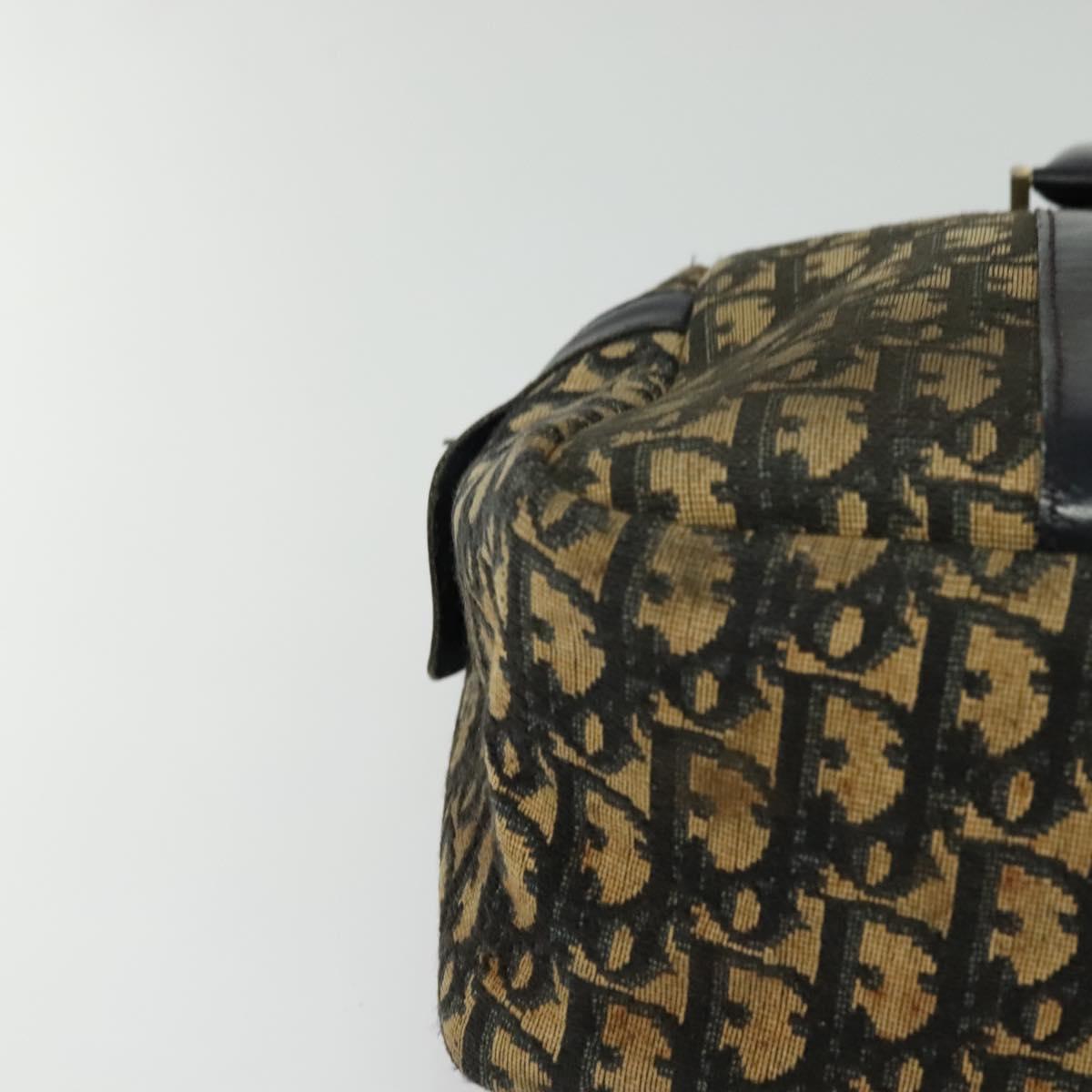 Christian Dior Trotter Canvas Hand Bag Navy Gold Auth bs24896