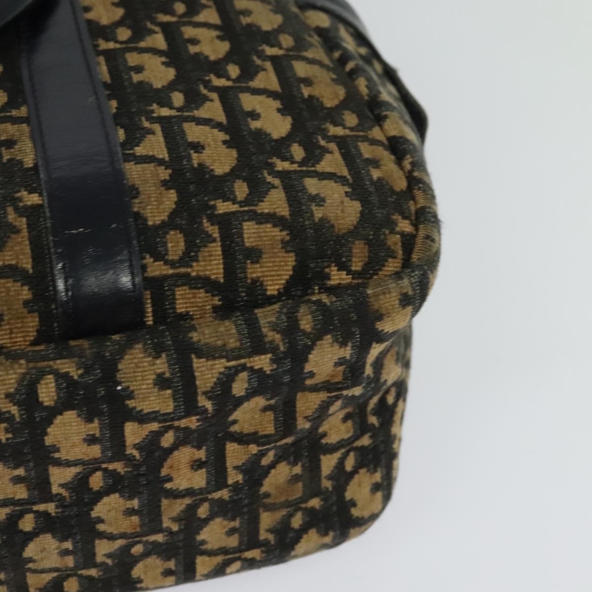 Christian Dior Trotter Canvas Hand Bag Navy Gold Auth bs24896