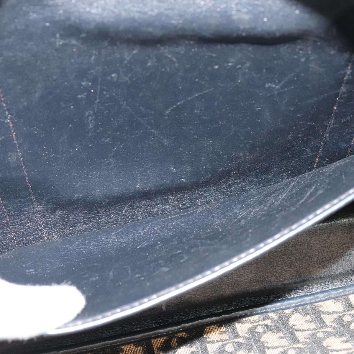 Christian Dior Trotter Canvas Hand Bag Navy Gold Auth bs24896