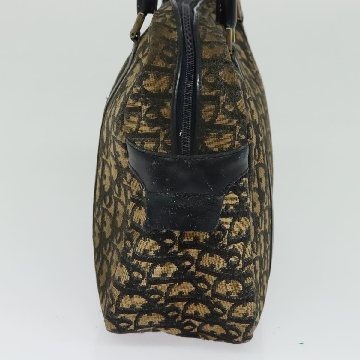 Christian Dior Trotter Canvas Hand Bag Navy Gold Auth bs24896