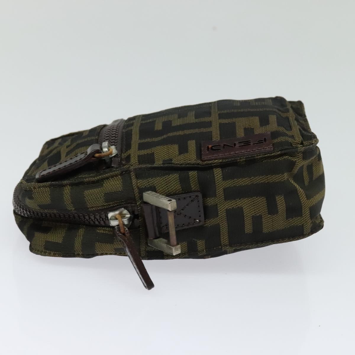 FENDI Zucca Canvas Shoulder Bag Black Brown Auth bs24898