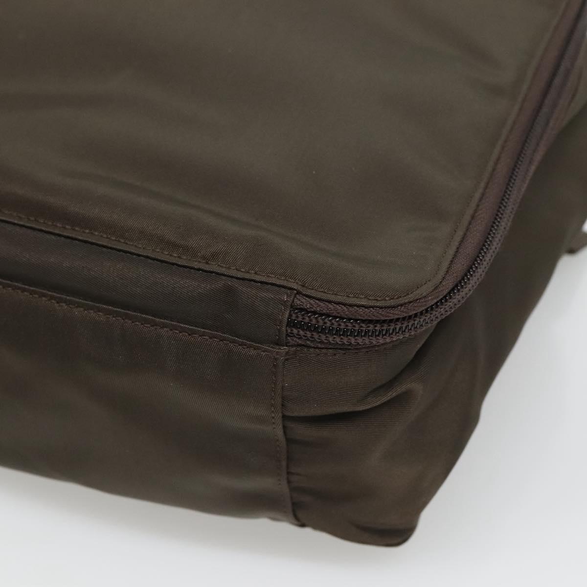 PRADA Hand Bag Nylon Khaki Silver Auth bs24908