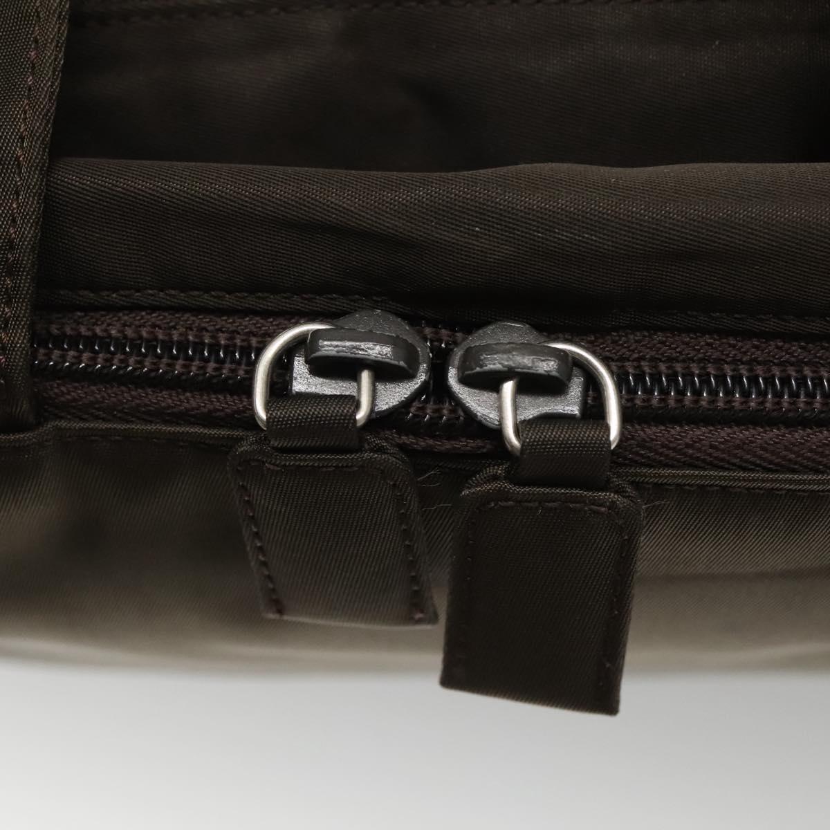PRADA Hand Bag Nylon Khaki Silver Auth bs24908