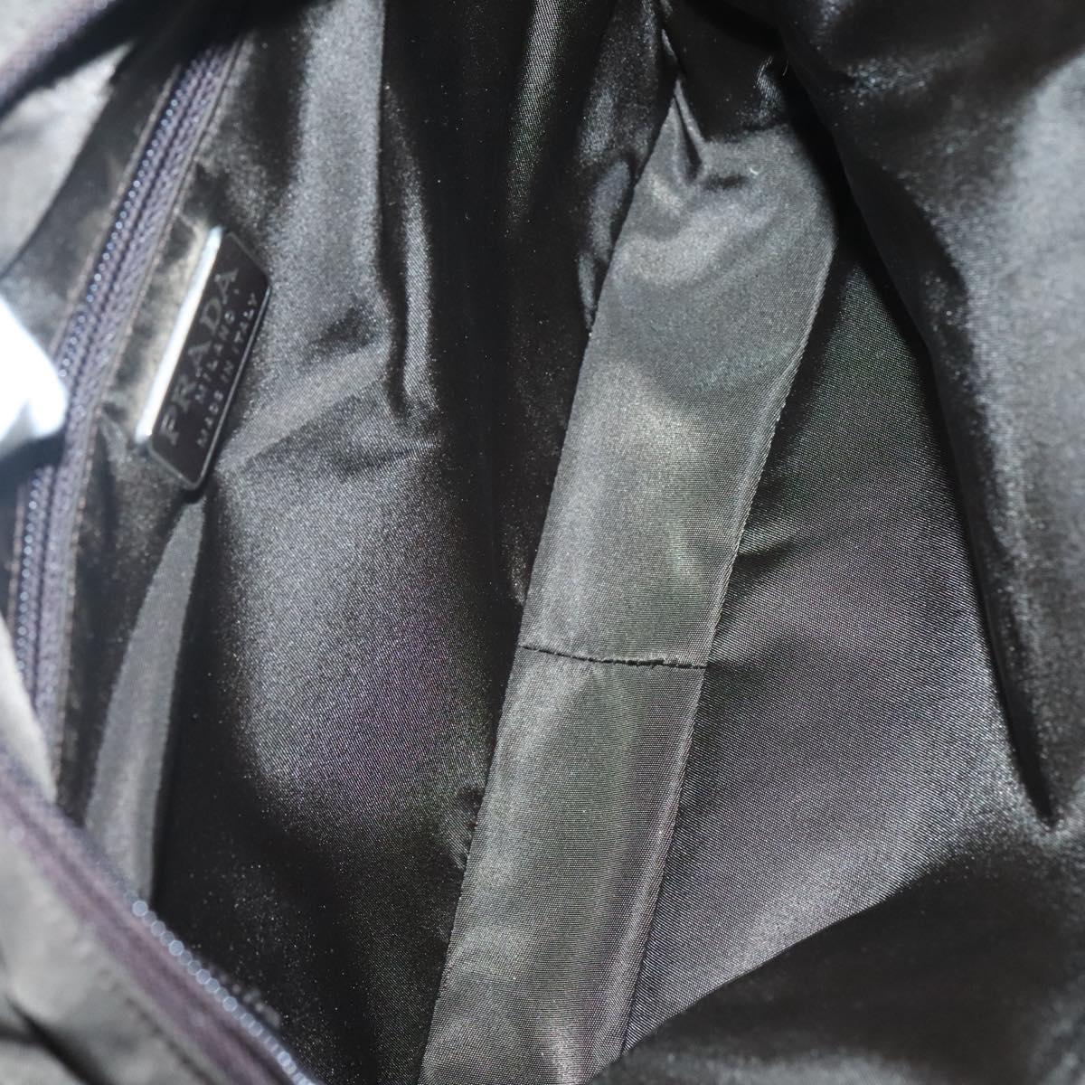 PRADA Hand Bag Nylon Khaki Silver Auth bs24908