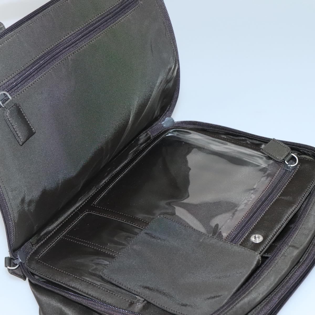 PRADA Hand Bag Nylon Khaki Silver Auth bs24908