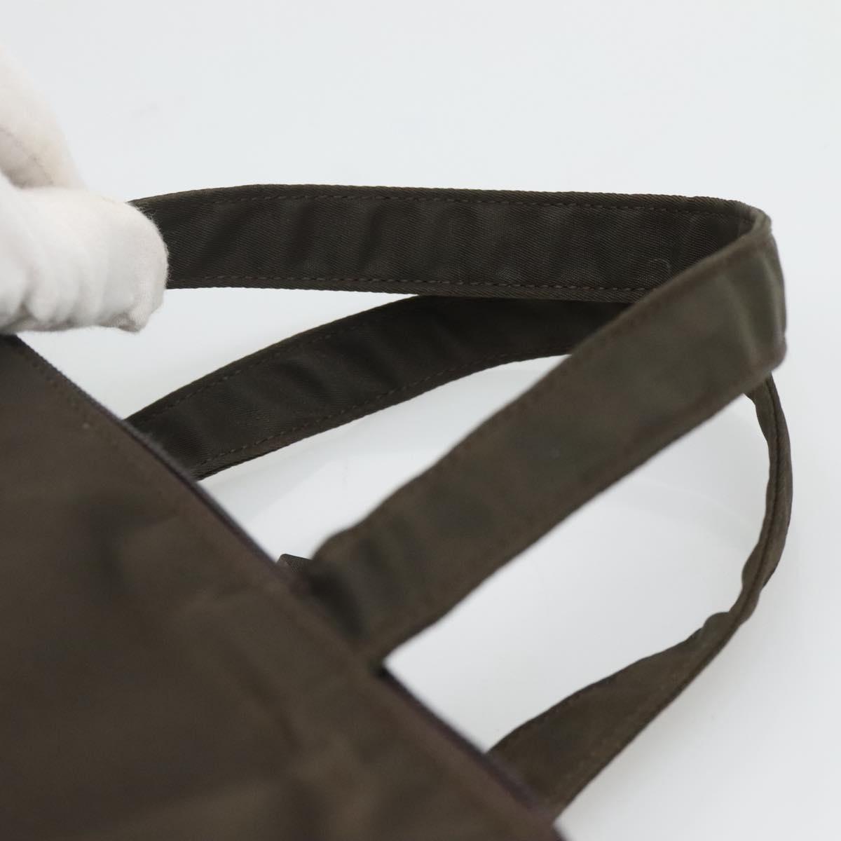 PRADA Hand Bag Nylon Khaki Silver Auth bs24908