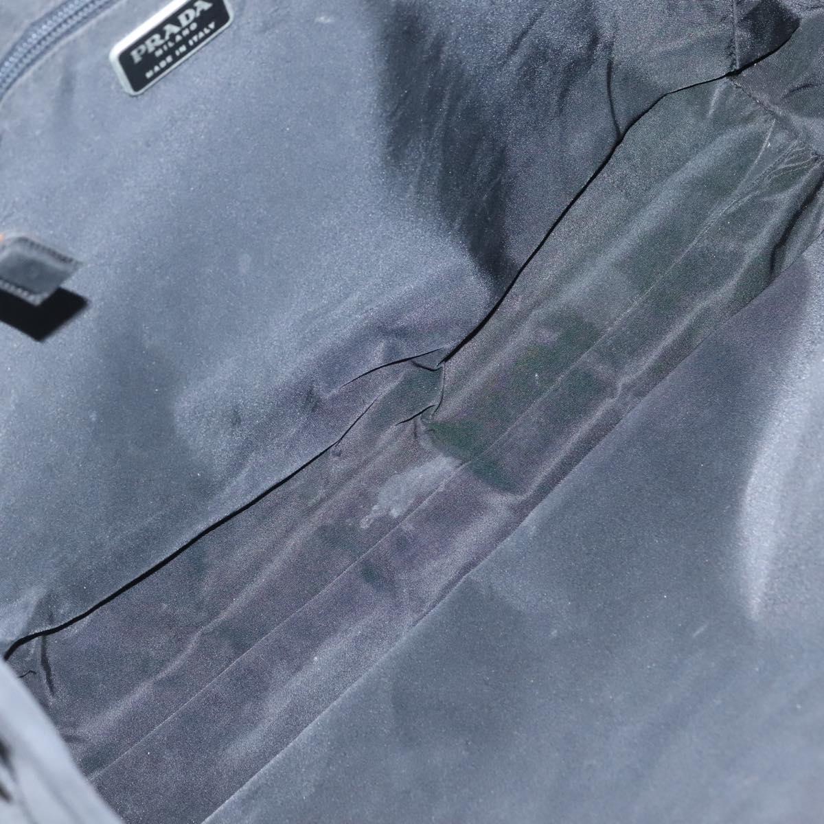 PRADA Hand Bag Nylon Black Silver Auth bs24909