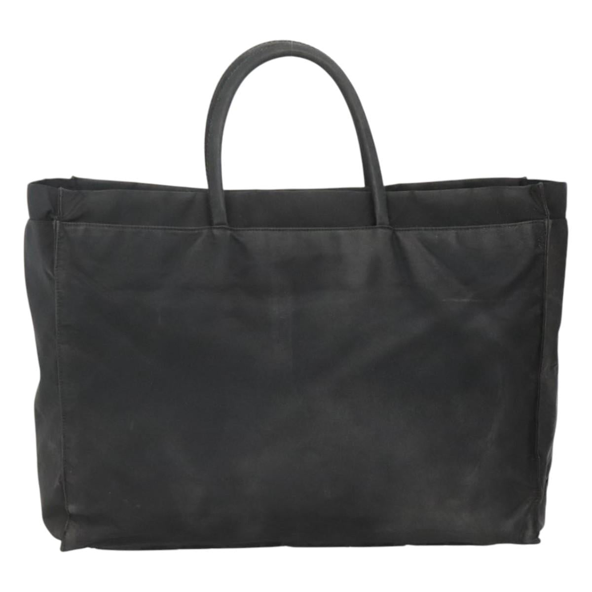 PRADA Hand Bag Nylon Black Silver Auth bs24909