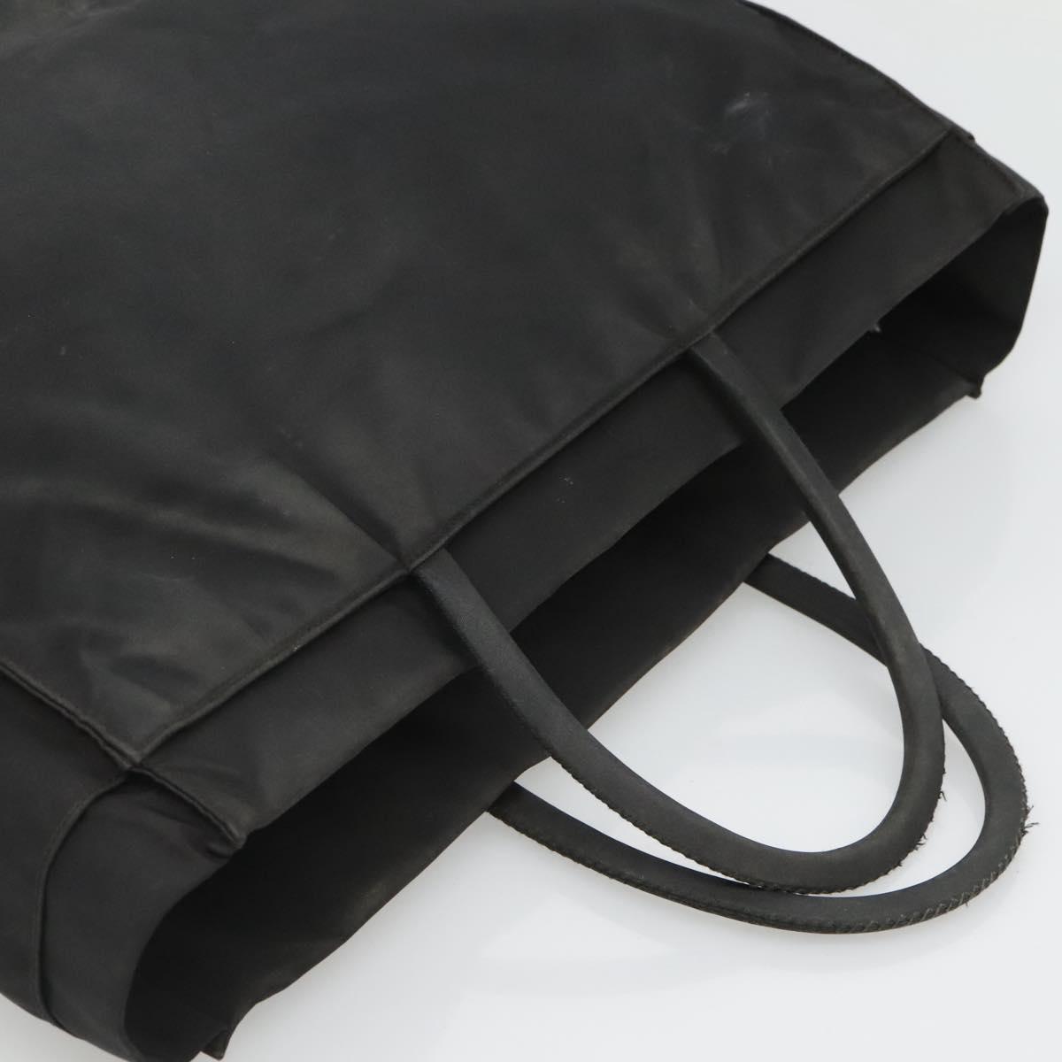 PRADA Hand Bag Nylon Black Silver Auth bs24909