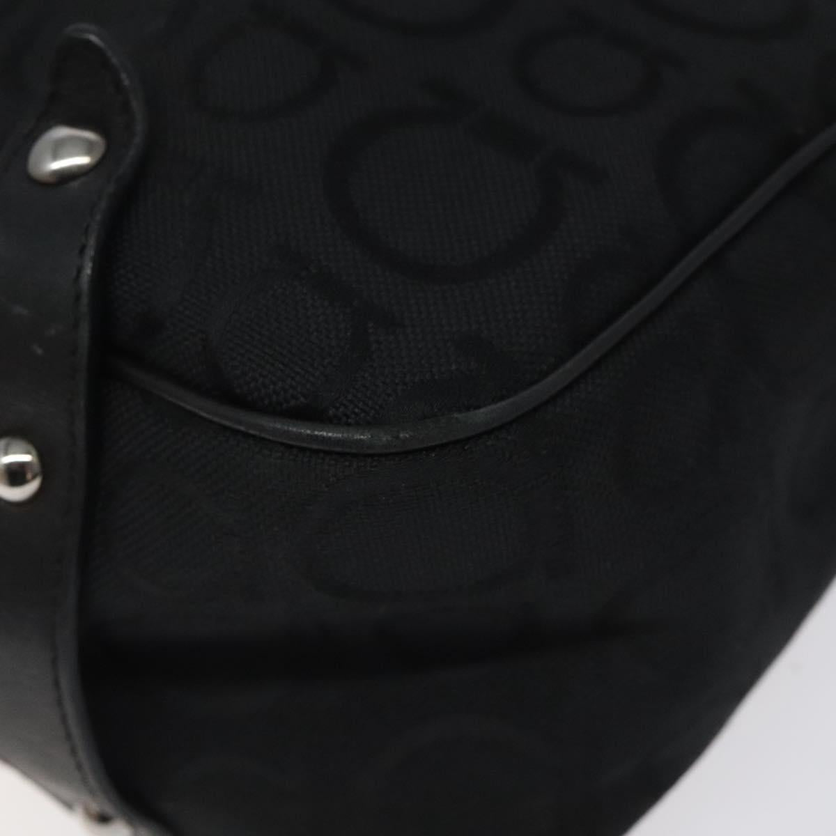 Salvatore Ferragamo Gancini Tote Bag Canvas Black Silver Auth bs24915