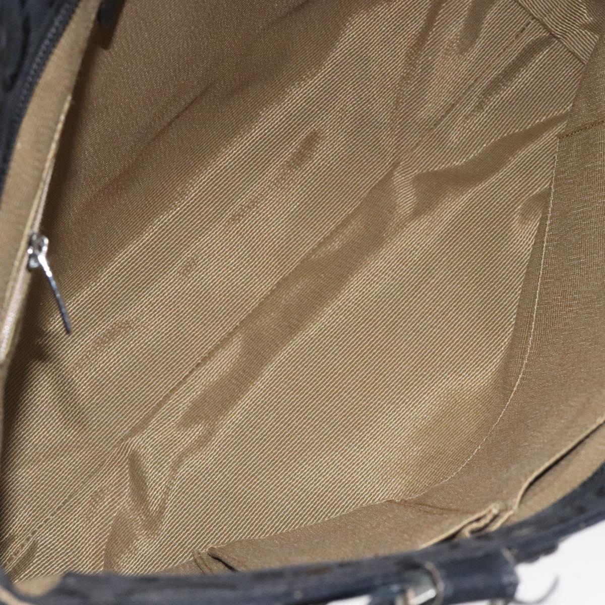 Salvatore Ferragamo Gancini Tote Bag Canvas Black Silver Auth bs24915