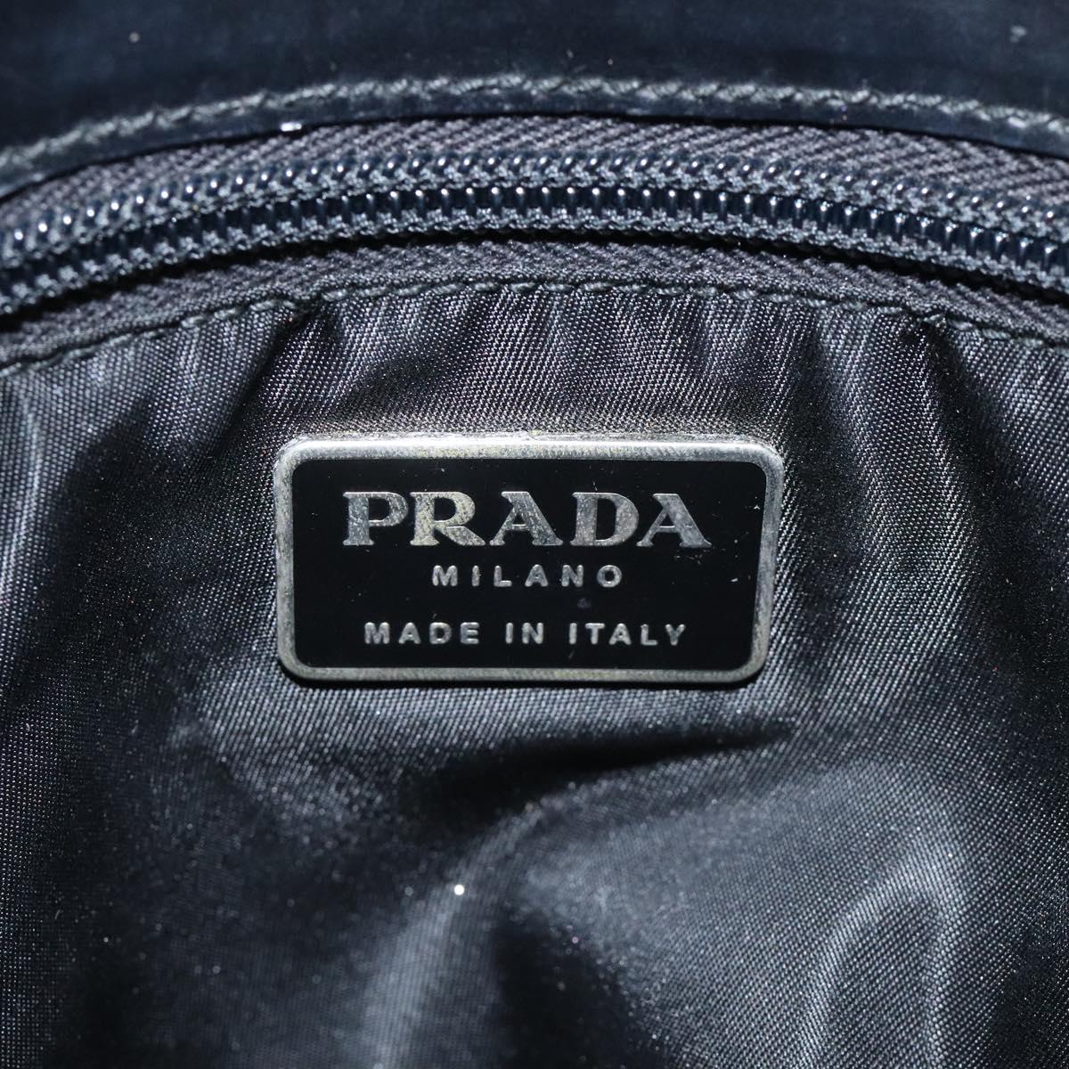 PRADA Tote Bag Nylon Black Silver Auth bs24925