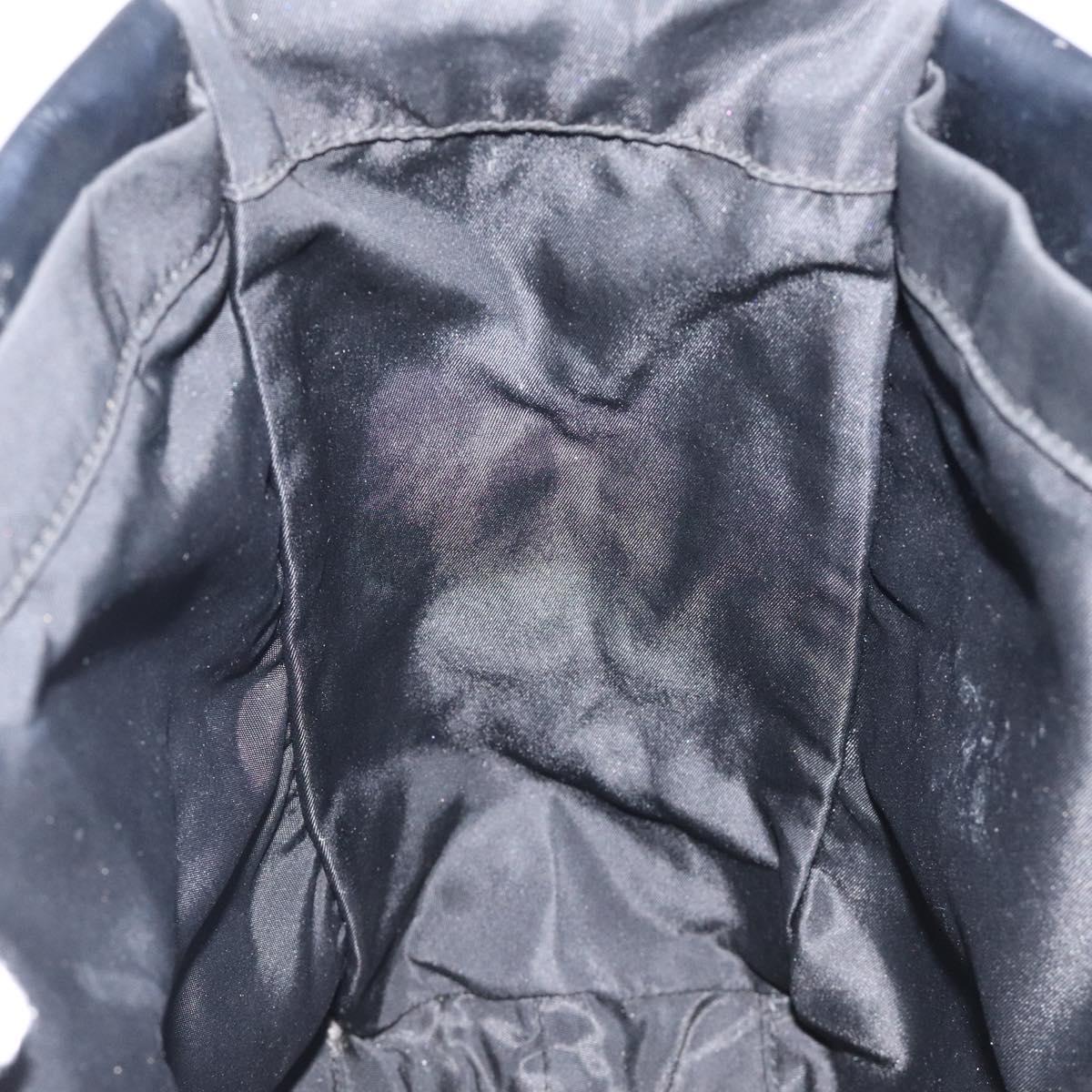 PRADA Tote Bag Nylon Black Silver Auth bs24925