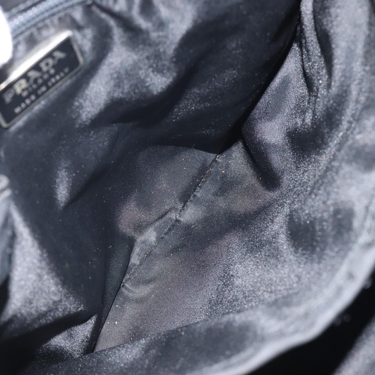 PRADA Tote Bag Nylon Black Silver Auth bs24925