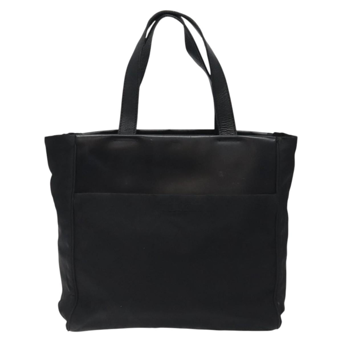 PRADA Tote Bag Nylon Black Silver Auth bs24925