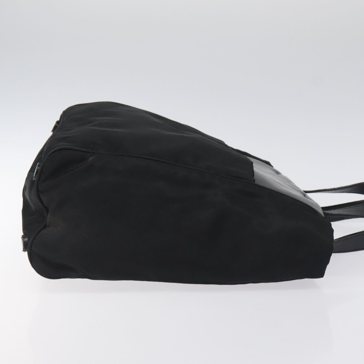 PRADA Tote Bag Nylon Black Silver Auth bs24925