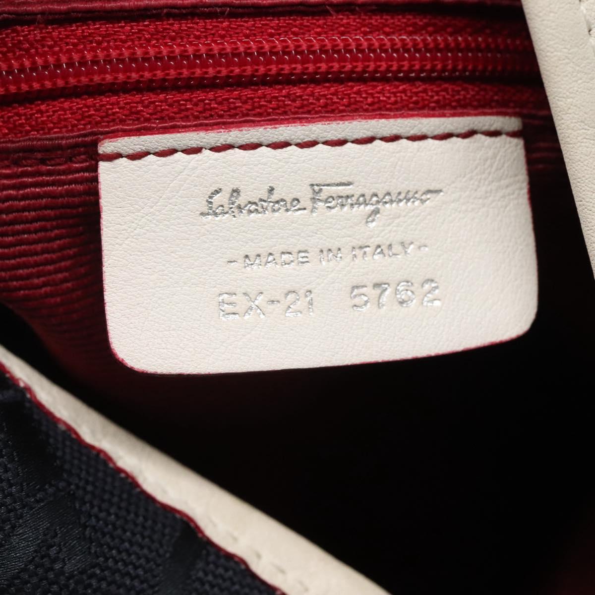 Salvatore Ferragamo Gancini Shoulder Bag Canvas Navy Silver Auth bs24930