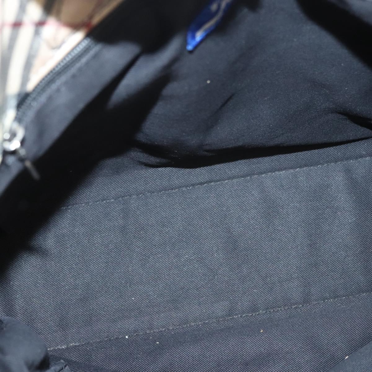 BURBERRY Nova Check Blue Label Hand Bag Canvas Nylon Black Beige Auth bs24936