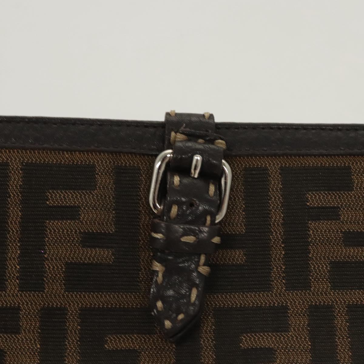 FENDI Zucca Canvas Wallet Black Brown Silver Auth bs24942