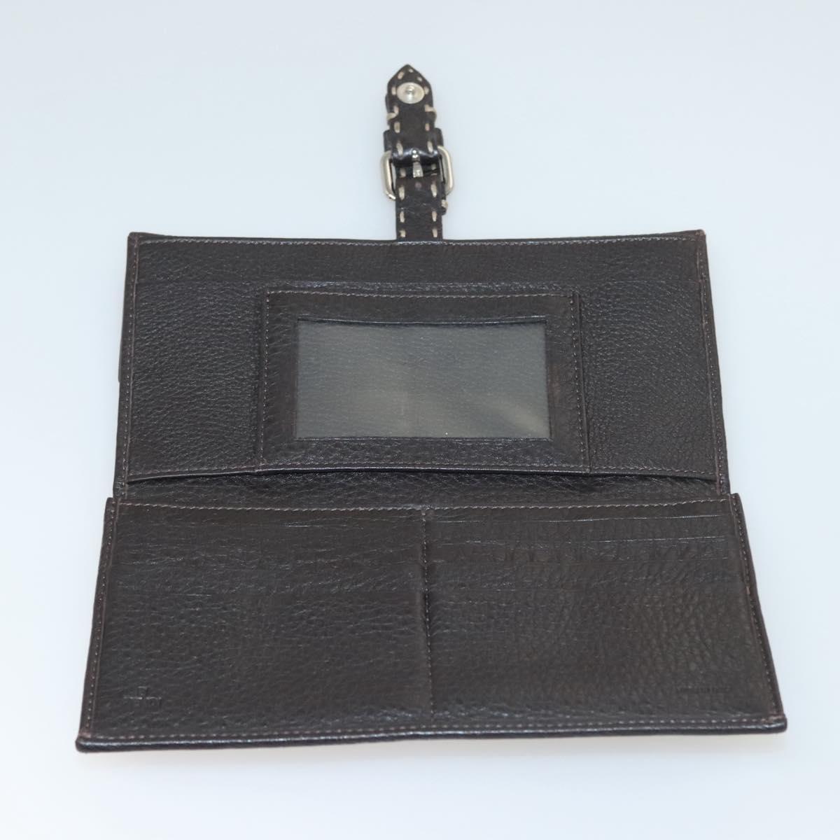 FENDI Zucca Canvas Wallet Black Brown Silver Auth bs24942