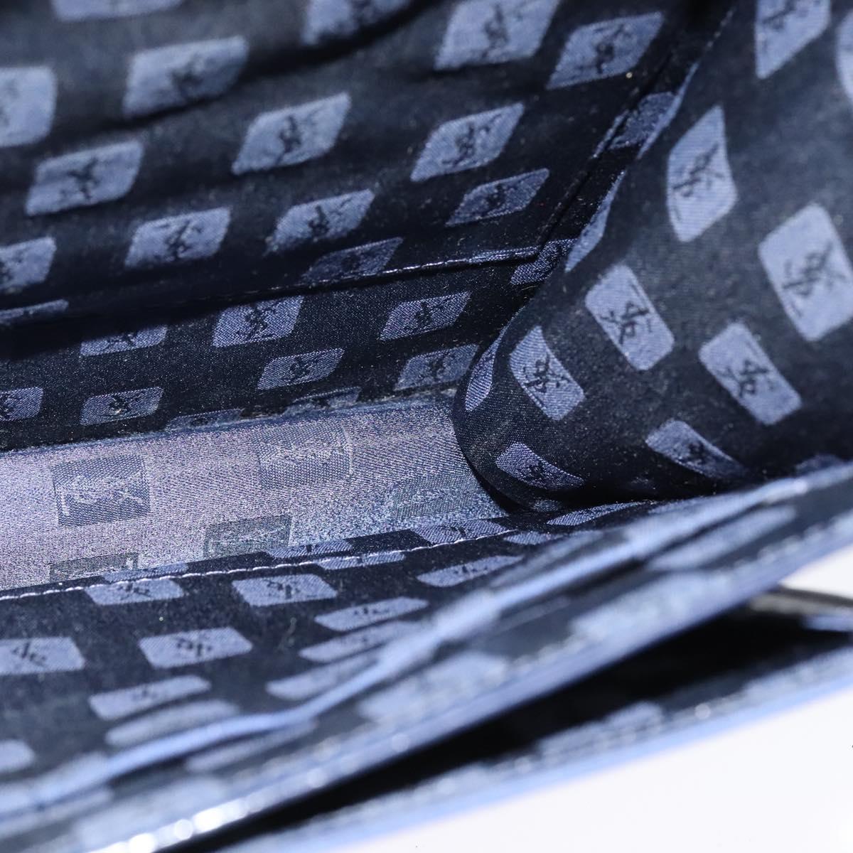 SAINT LAURENT Shoulder Bag Leather Blue Gold Auth bs24959