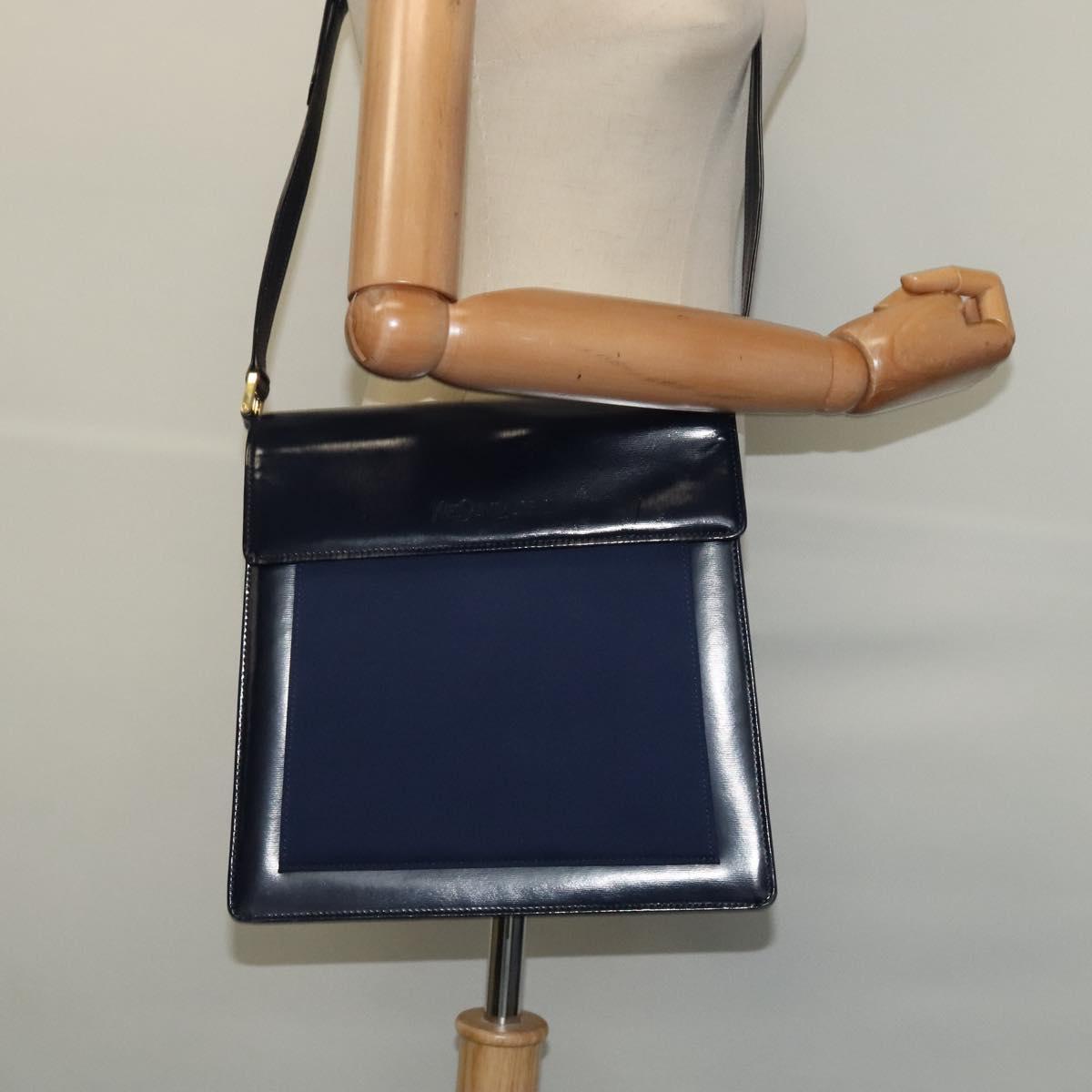 SAINT LAURENT Shoulder Bag Leather Blue Gold Auth bs24959