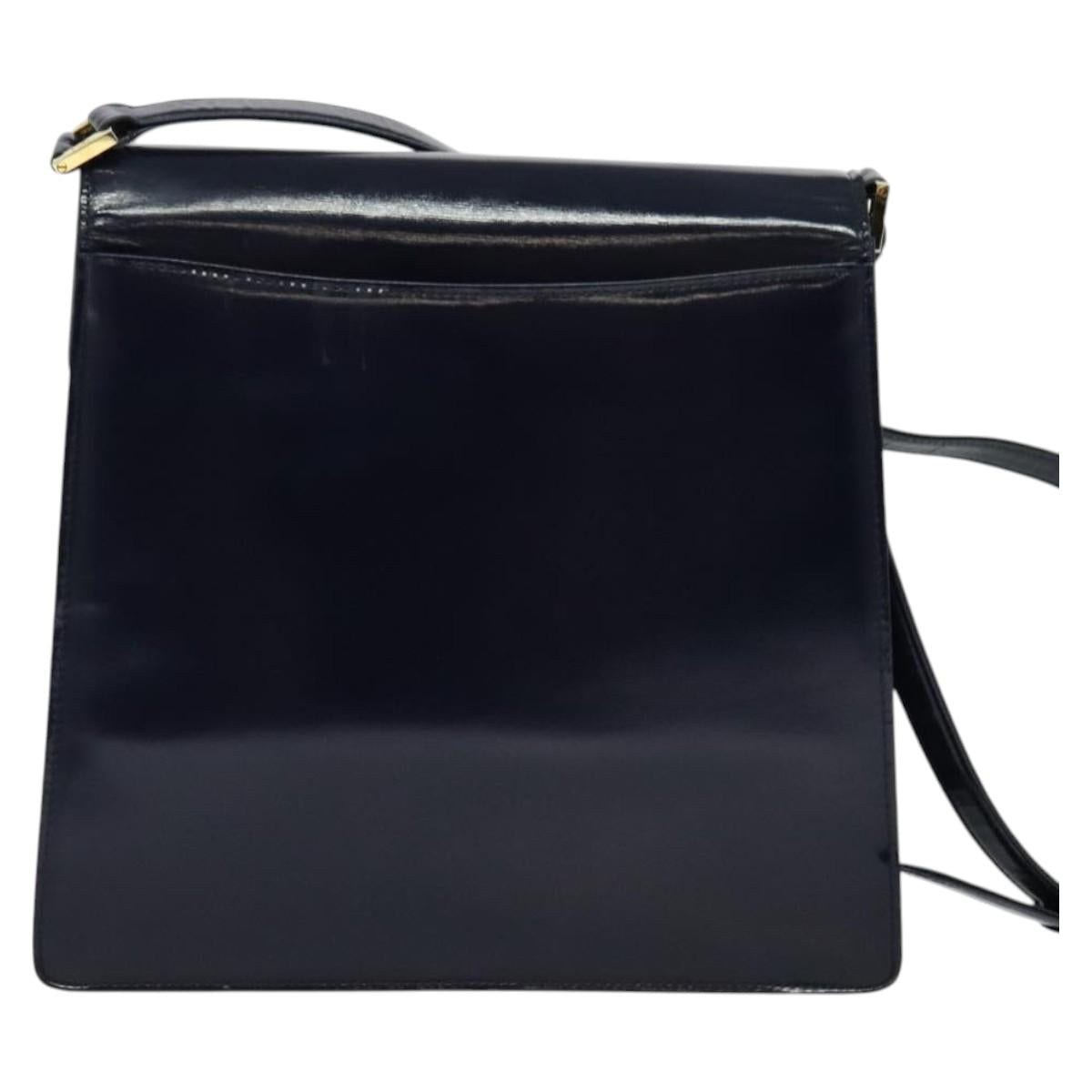 SAINT LAURENT Shoulder Bag Leather Blue Gold Auth bs24959