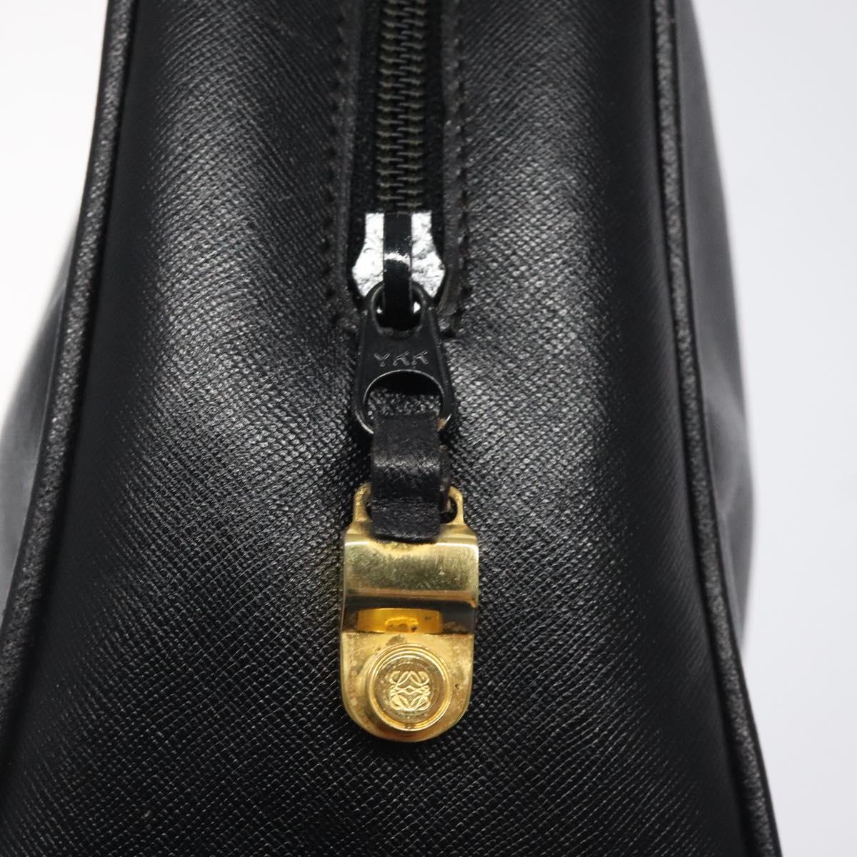 LOEWE Anagram Clutch Bag Leather Black Gold Auth bs24960