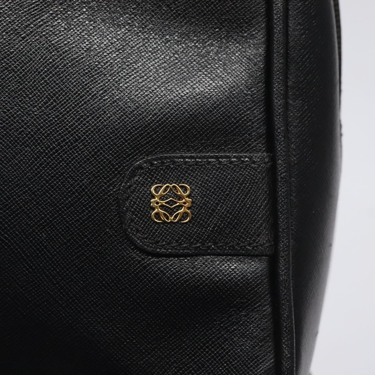 LOEWE Anagram Clutch Bag Leather Black Gold Auth bs24960