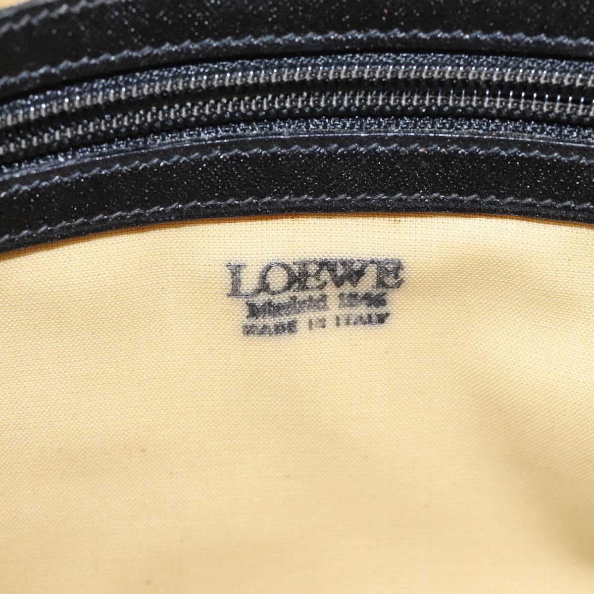 LOEWE Anagram Clutch Bag Leather Black Gold Auth bs24960