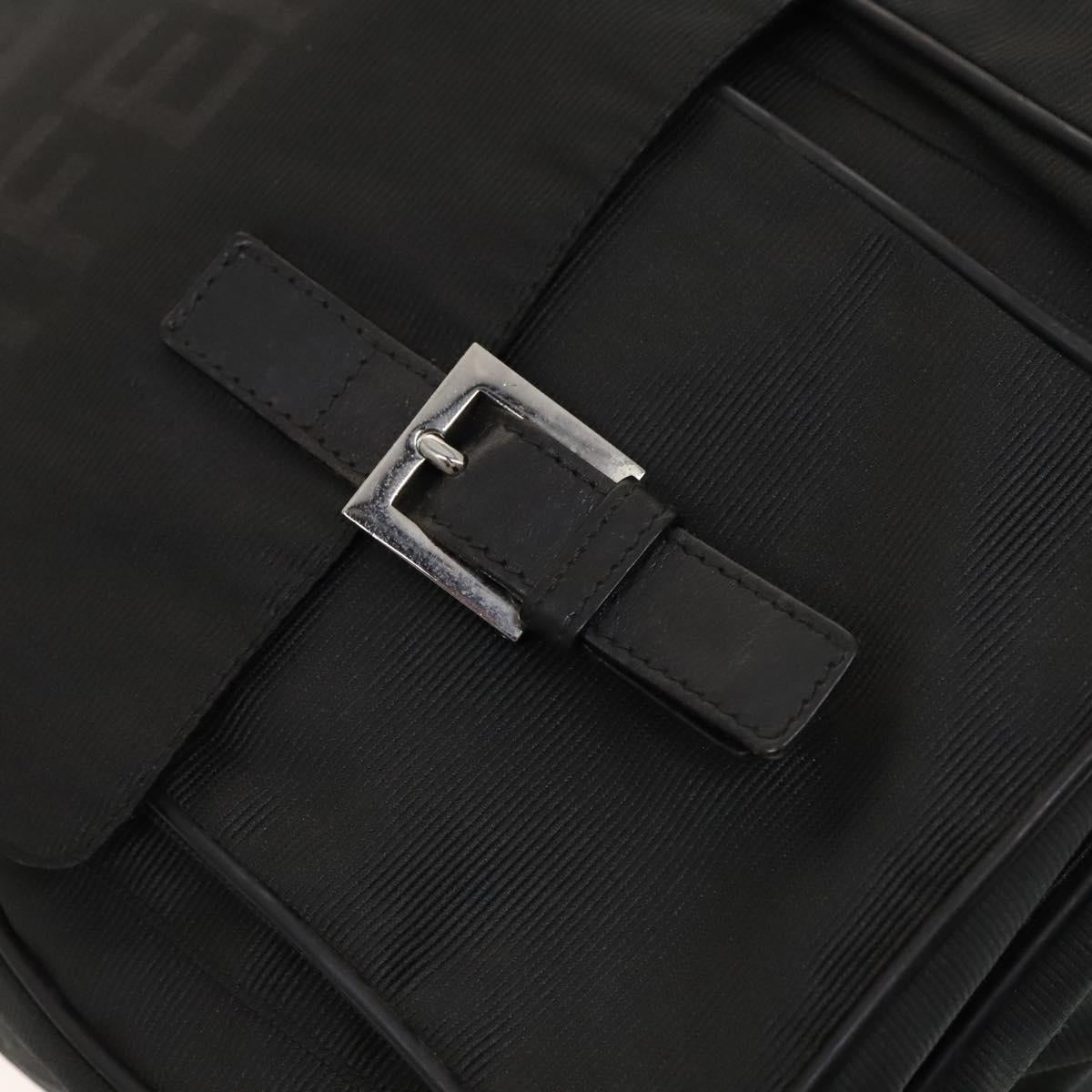 FENDI Shoulder Bag Nylon Black Silver Auth bs24965