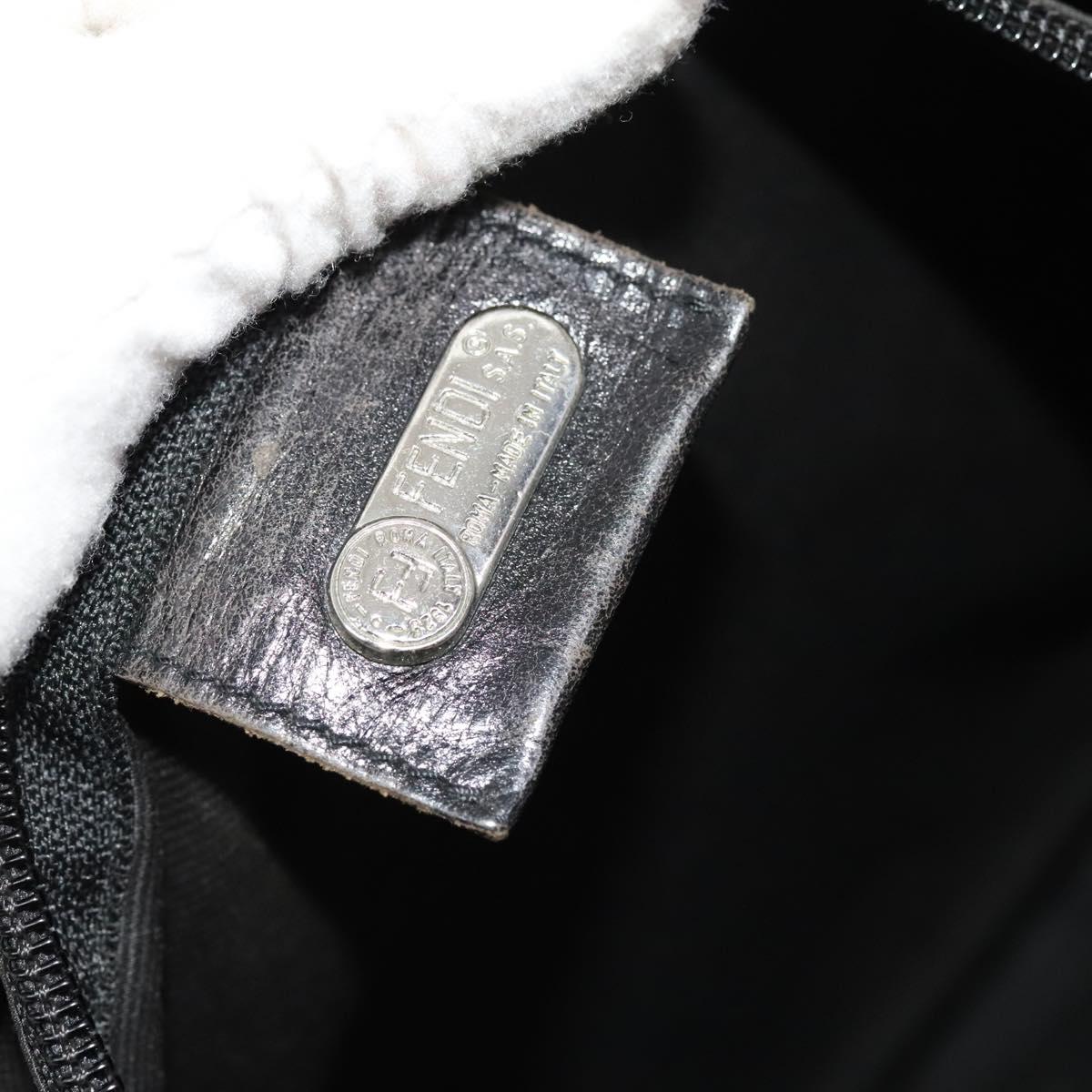 FENDI Shoulder Bag Nylon Black Silver Auth bs24965