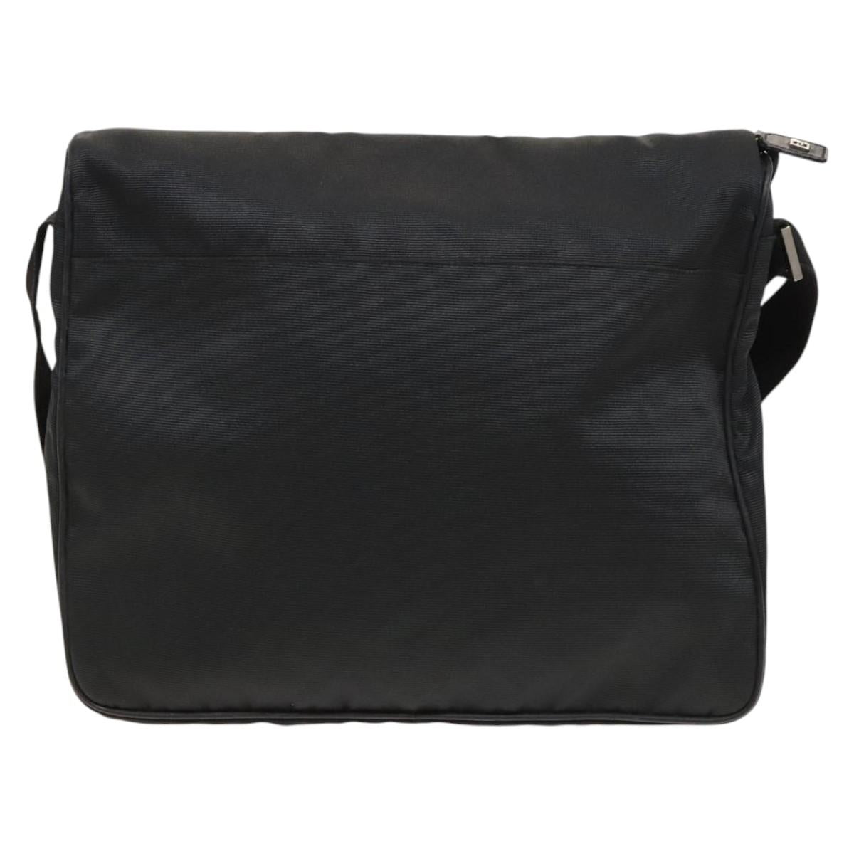 FENDI Shoulder Bag Nylon Black Silver Auth bs24965